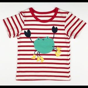 Crab print and red stripes shirt